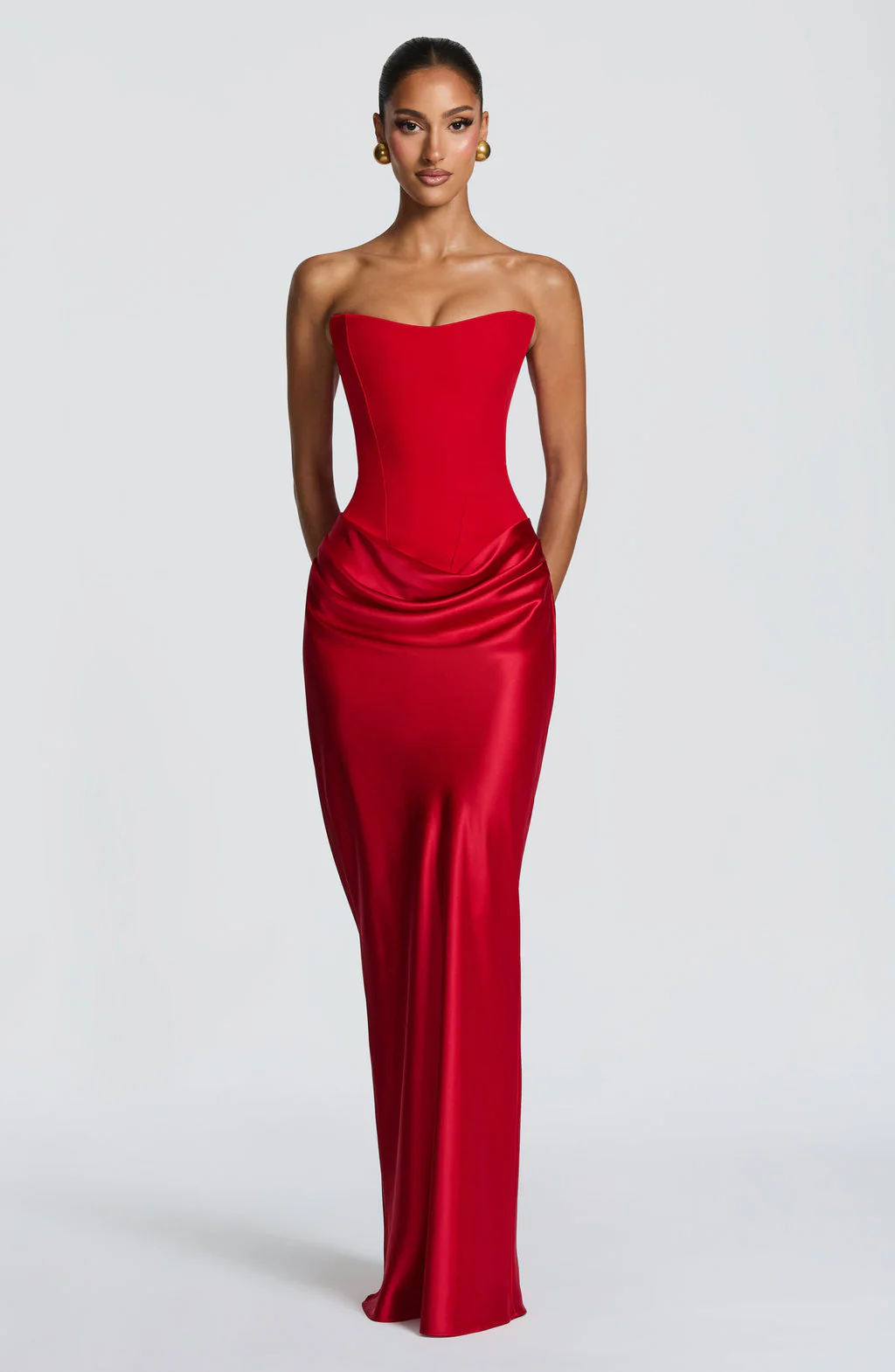 Cheri Cheri Lady Satin Draped Maxi Dress - Image 5