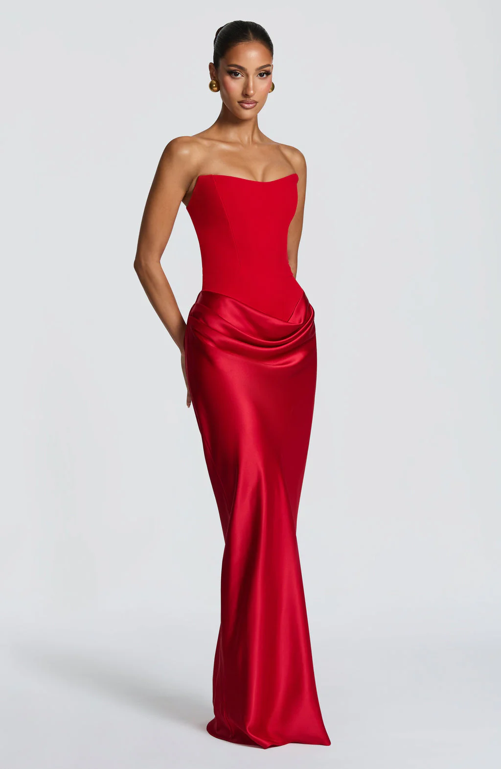 Cheri Cheri Lady Satin Draped Maxi Dress - Image 6