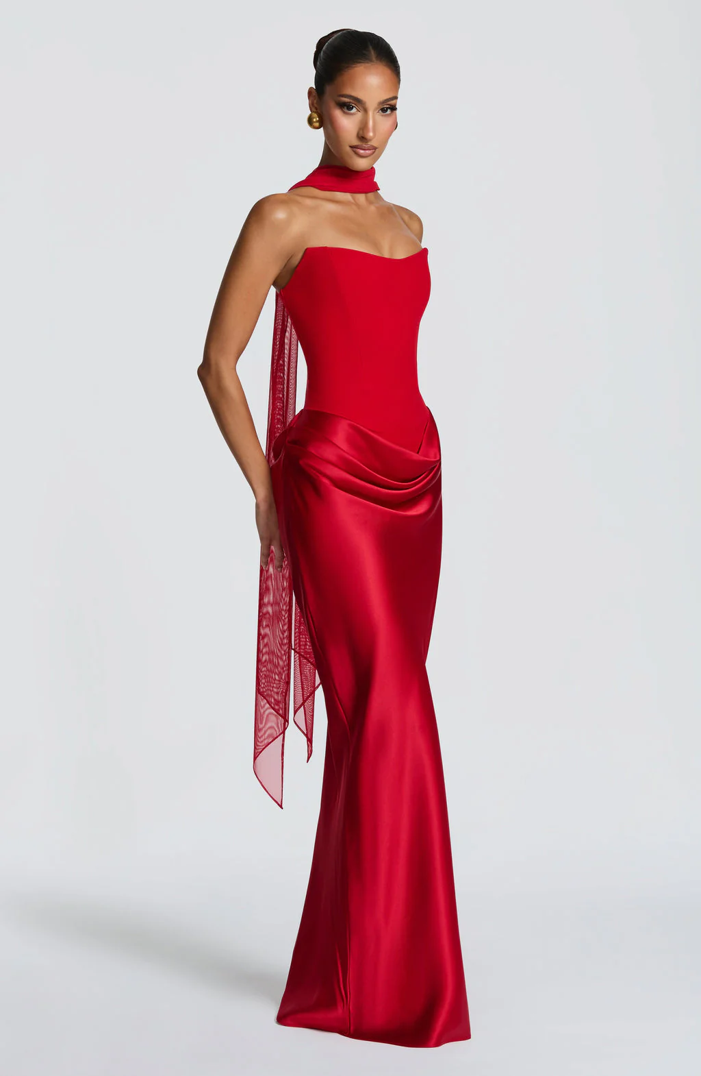 Cheri Cheri Lady Satin Draped Maxi Dress - Image 8