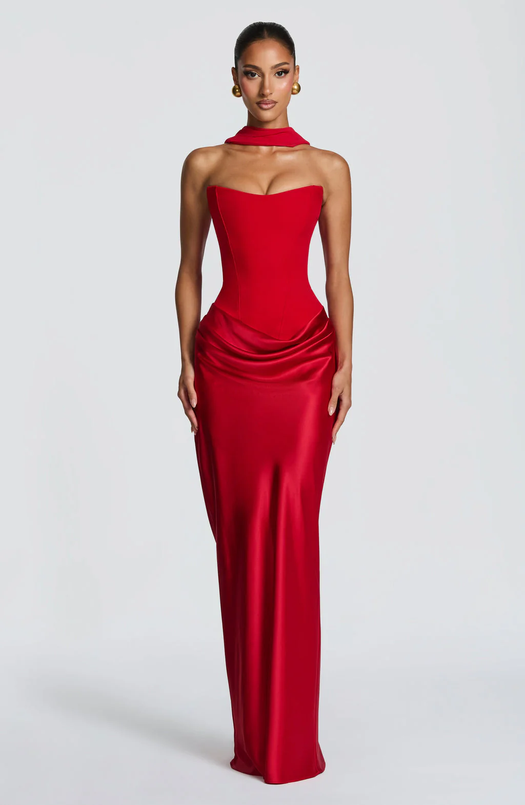 Cheri Cheri Lady Satin Draped Maxi Dress - Image 9