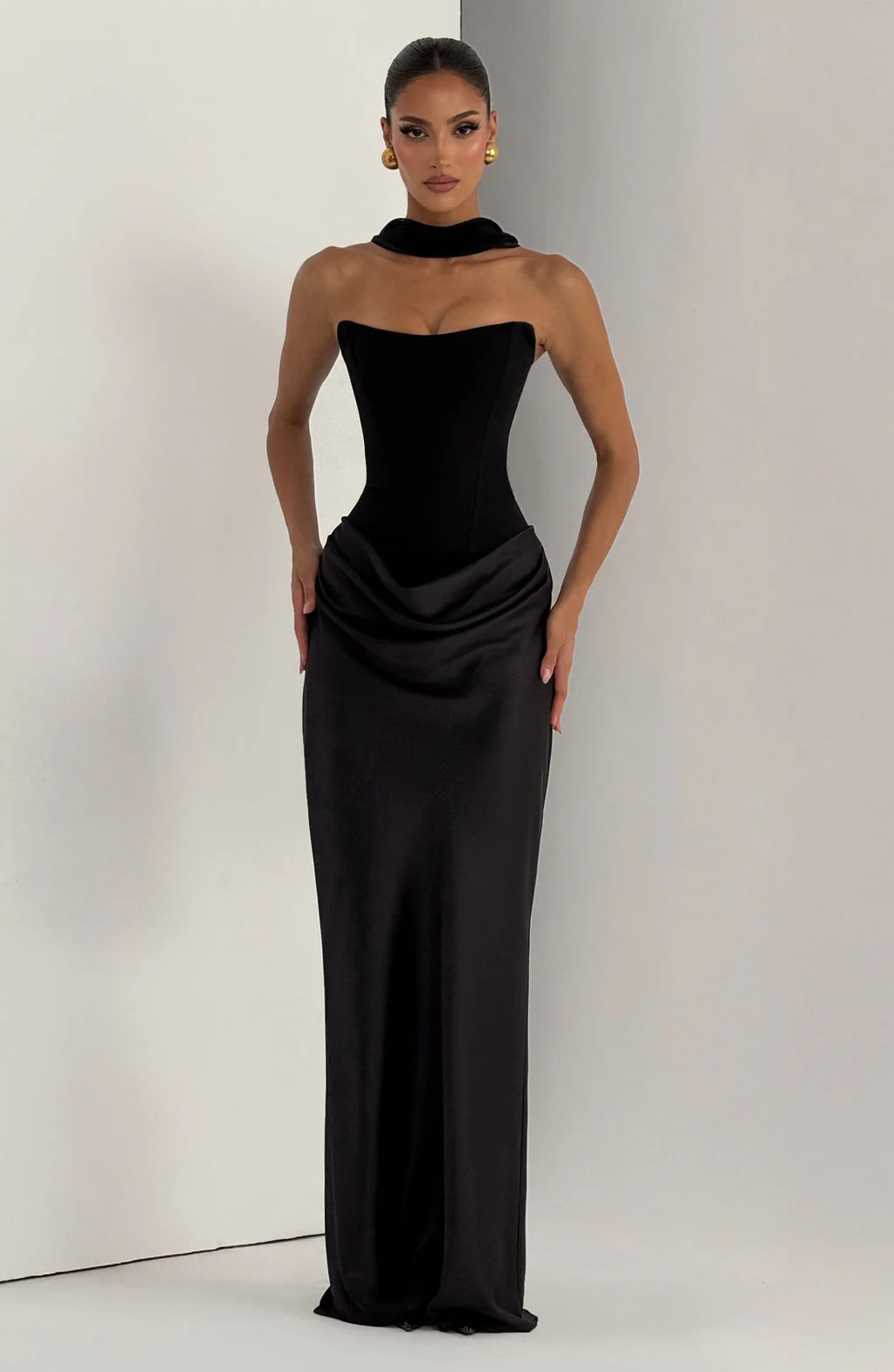 Cheri Cheri Lady Satin Draped Maxi Dress - Image 14