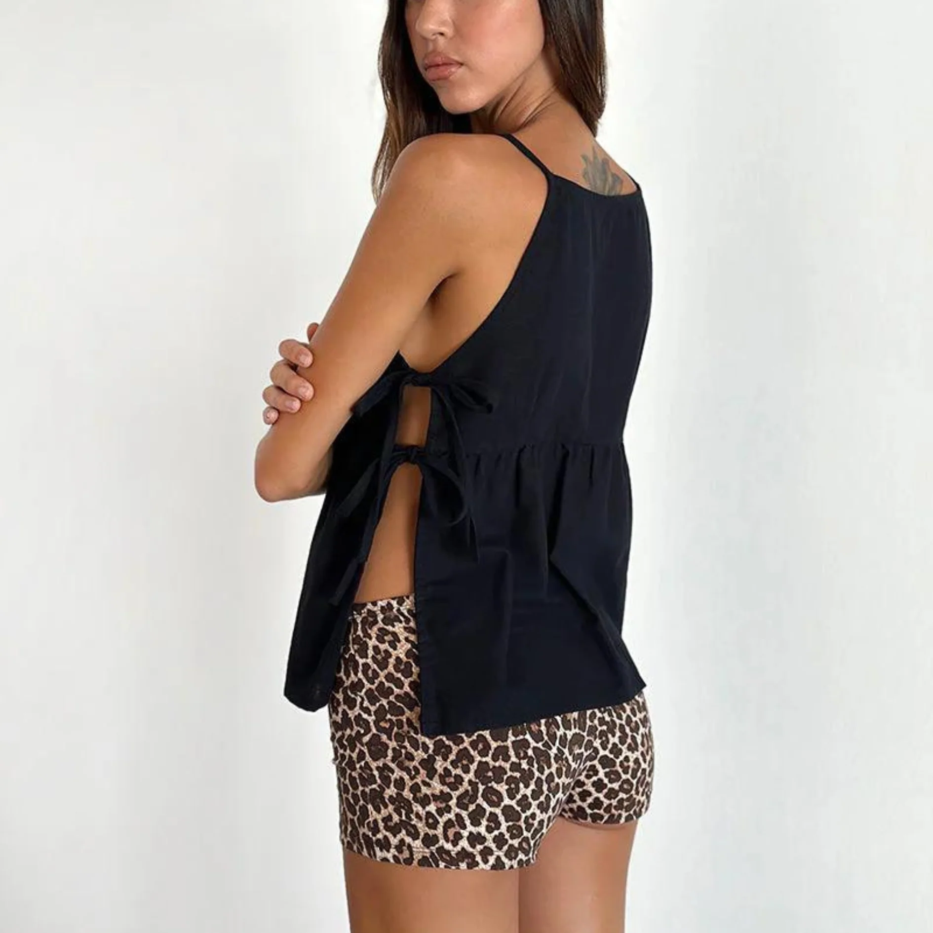 Cleo Tie Side Sleeveless Top in Black - Image 3