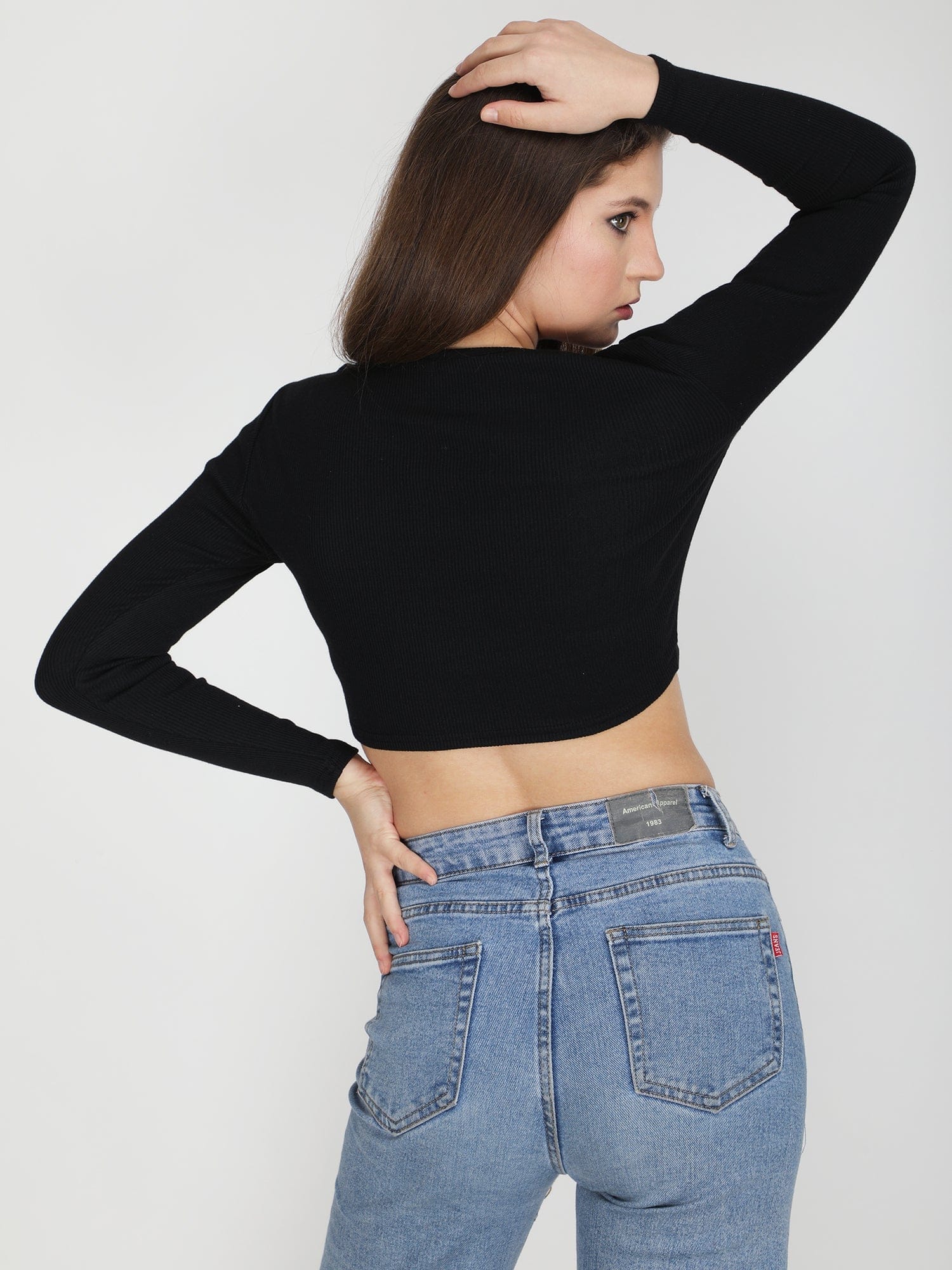 Don’t call me basic black ribbed crop top - Image 3