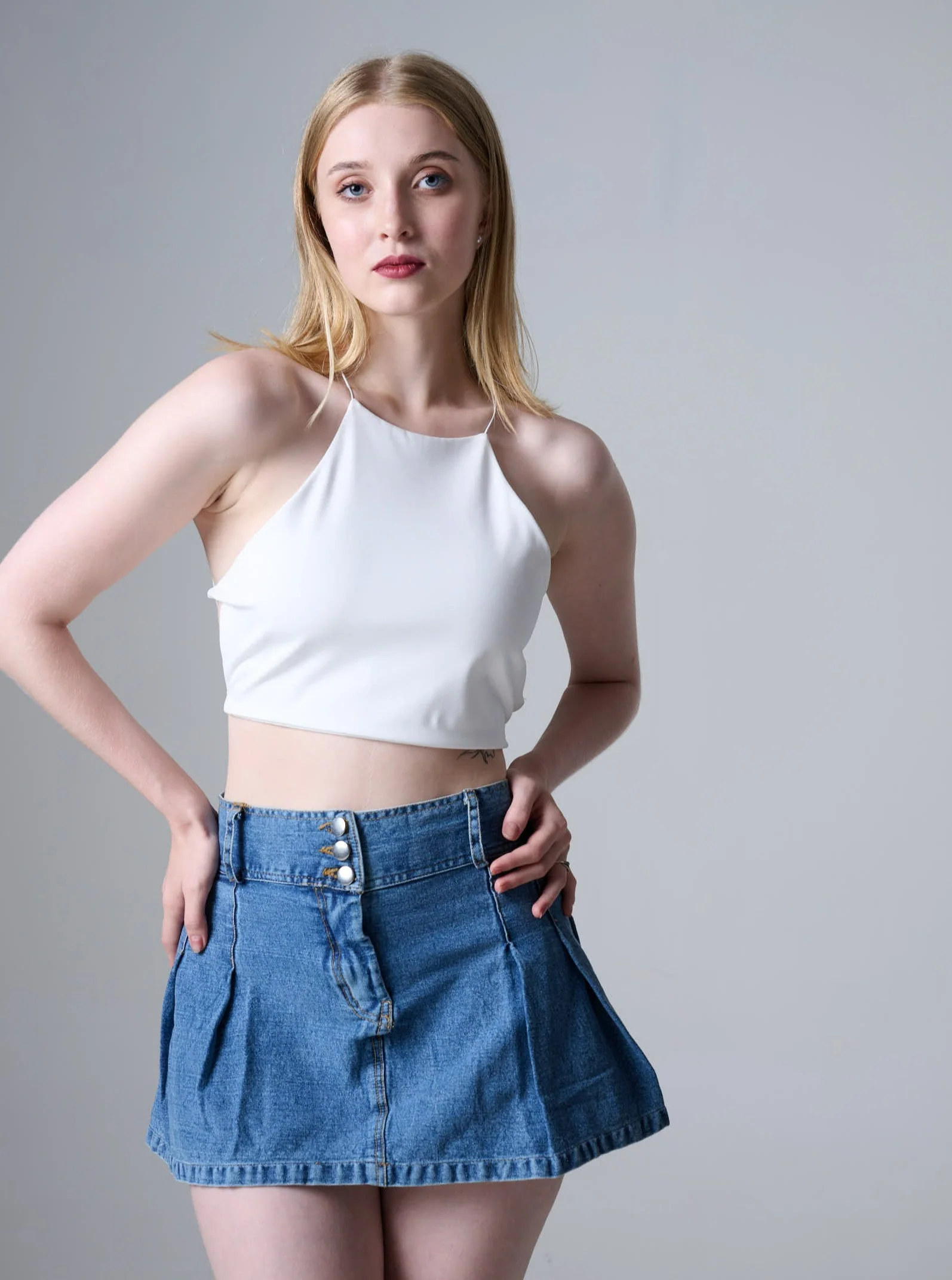 Corey Lace up back Crop Top in Ivory - Image 3