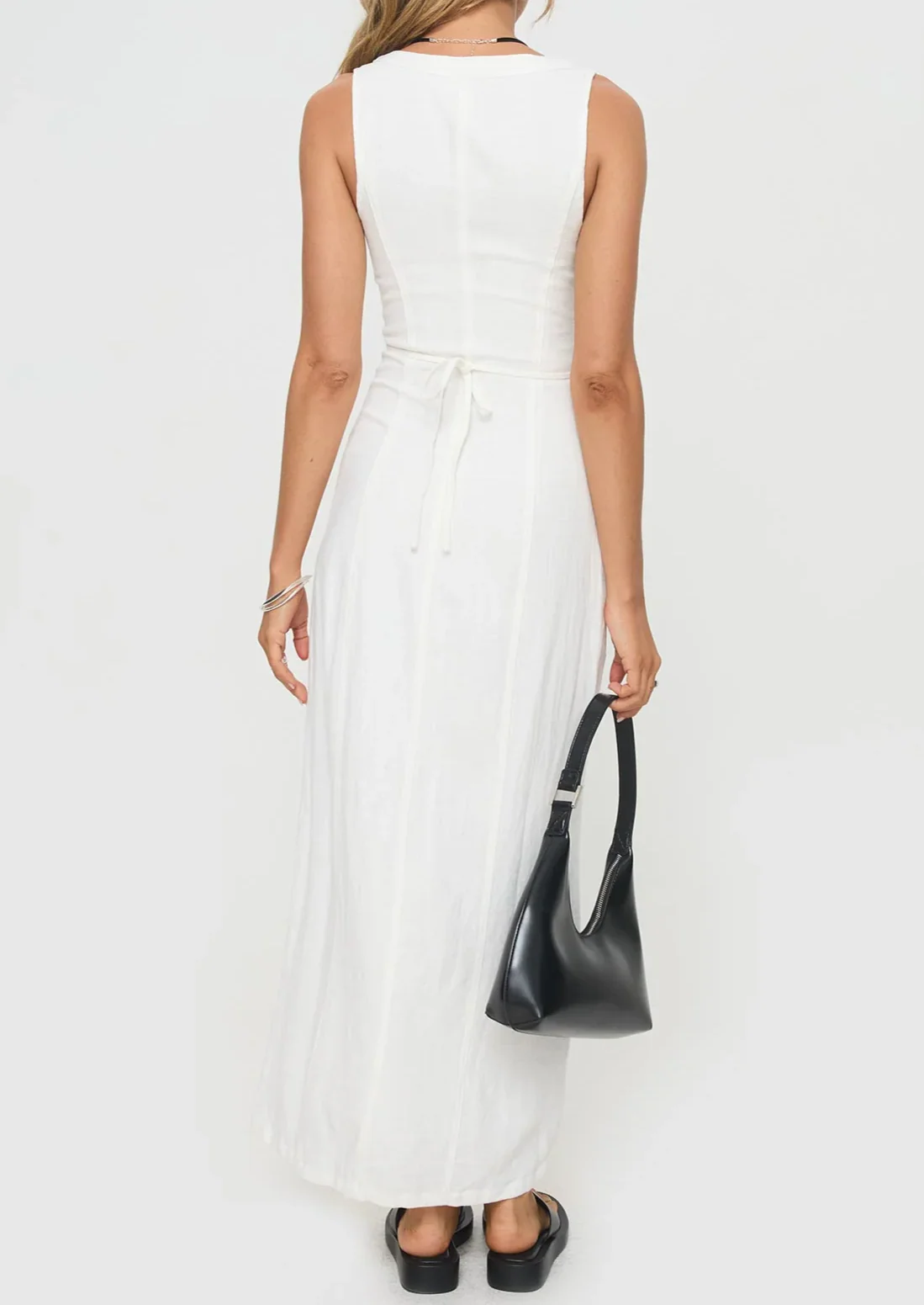 COSIMA LINEN BLEND MAXI DRESS WHITE - Image 6