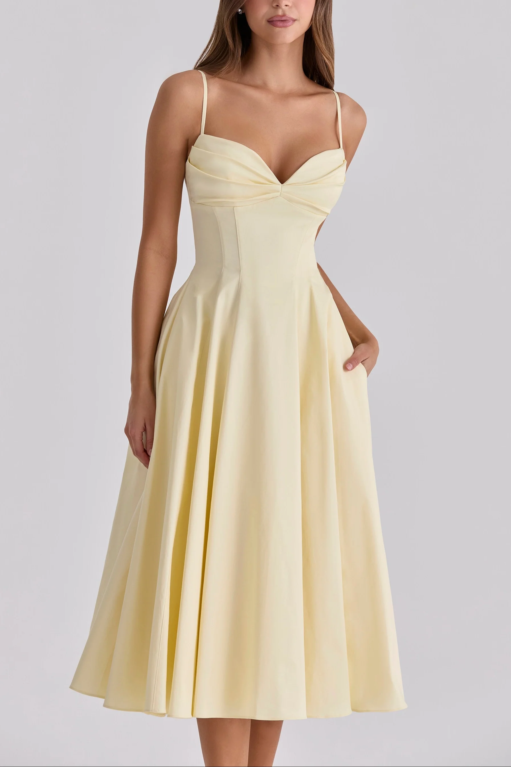 Daisy Midi Dress in butter yellow - Image 5