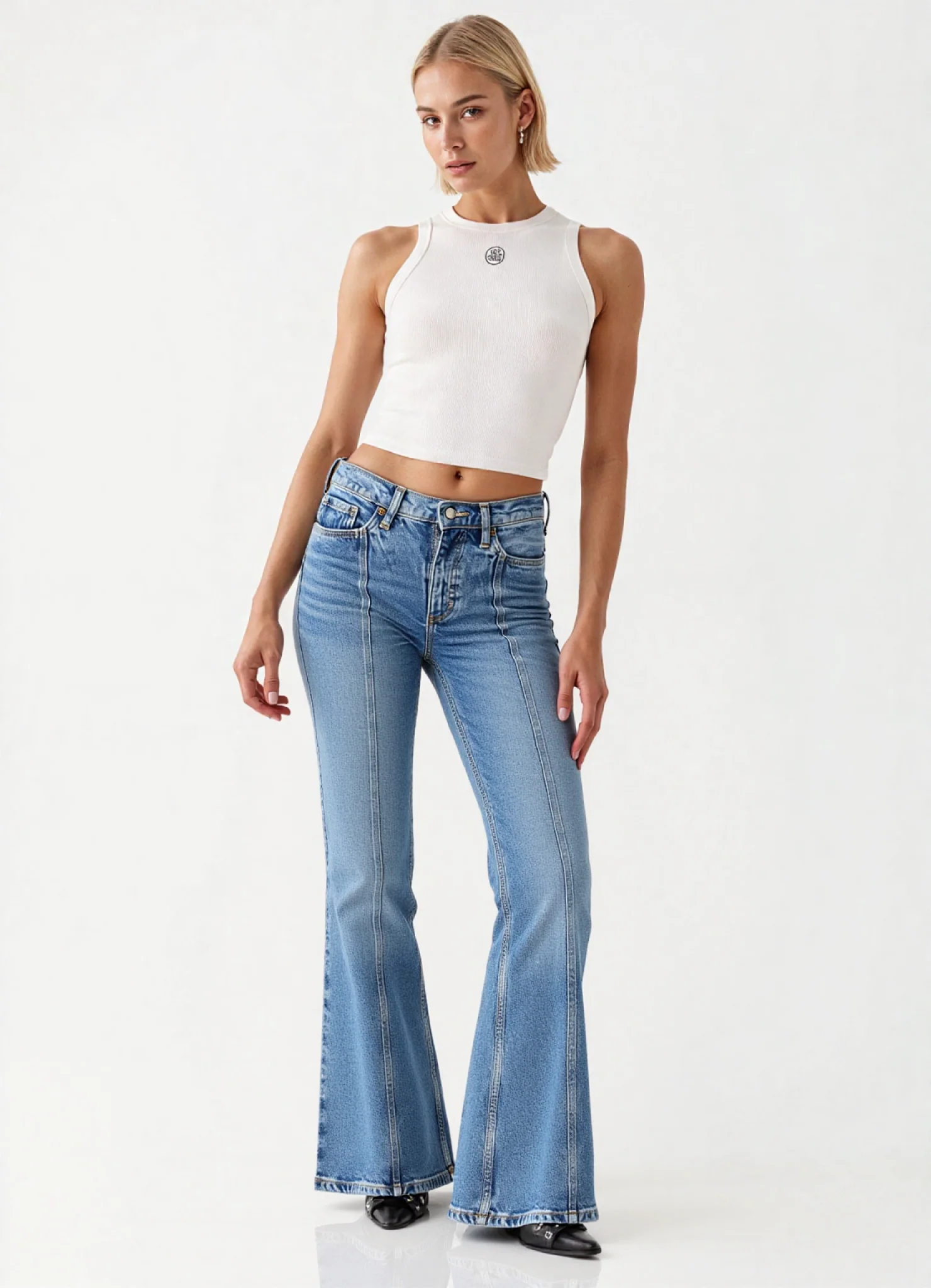 Dakota Bootcut Jeans Mid Rise Pintuck