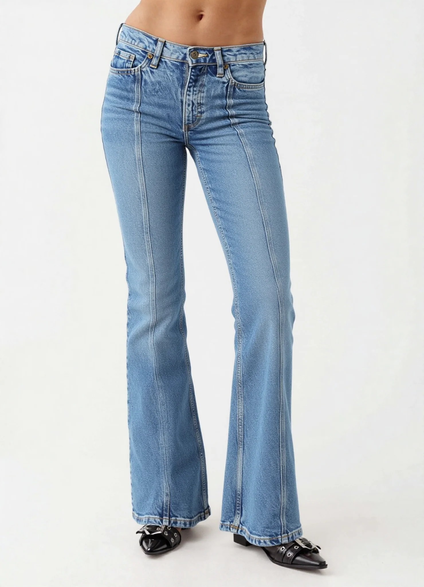 Dakota Bootcut Jeans Mid Rise Pintuck - Image 2