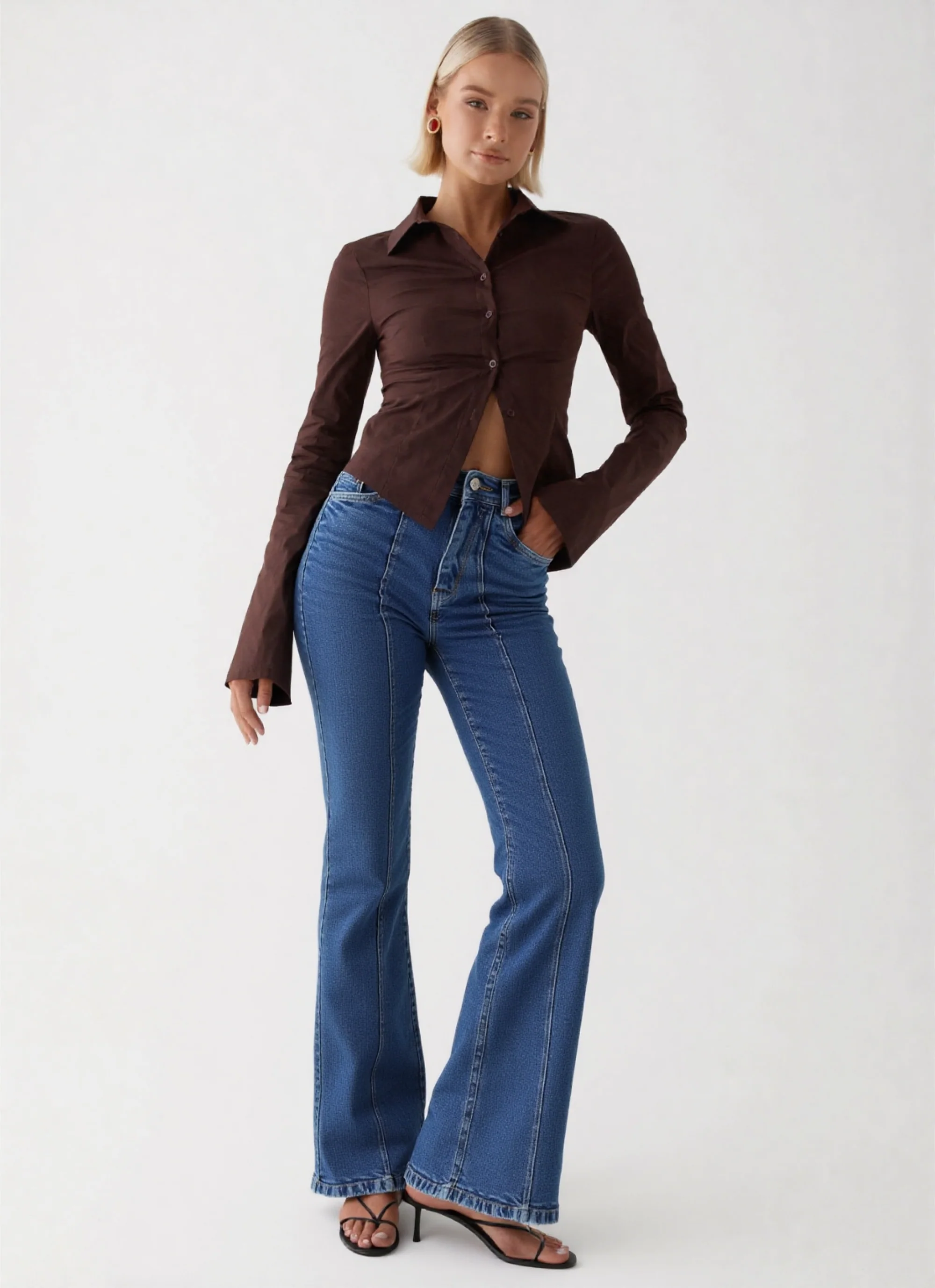 Dakota Bootcut Jeans Mid Rise Pintuck - Image 7