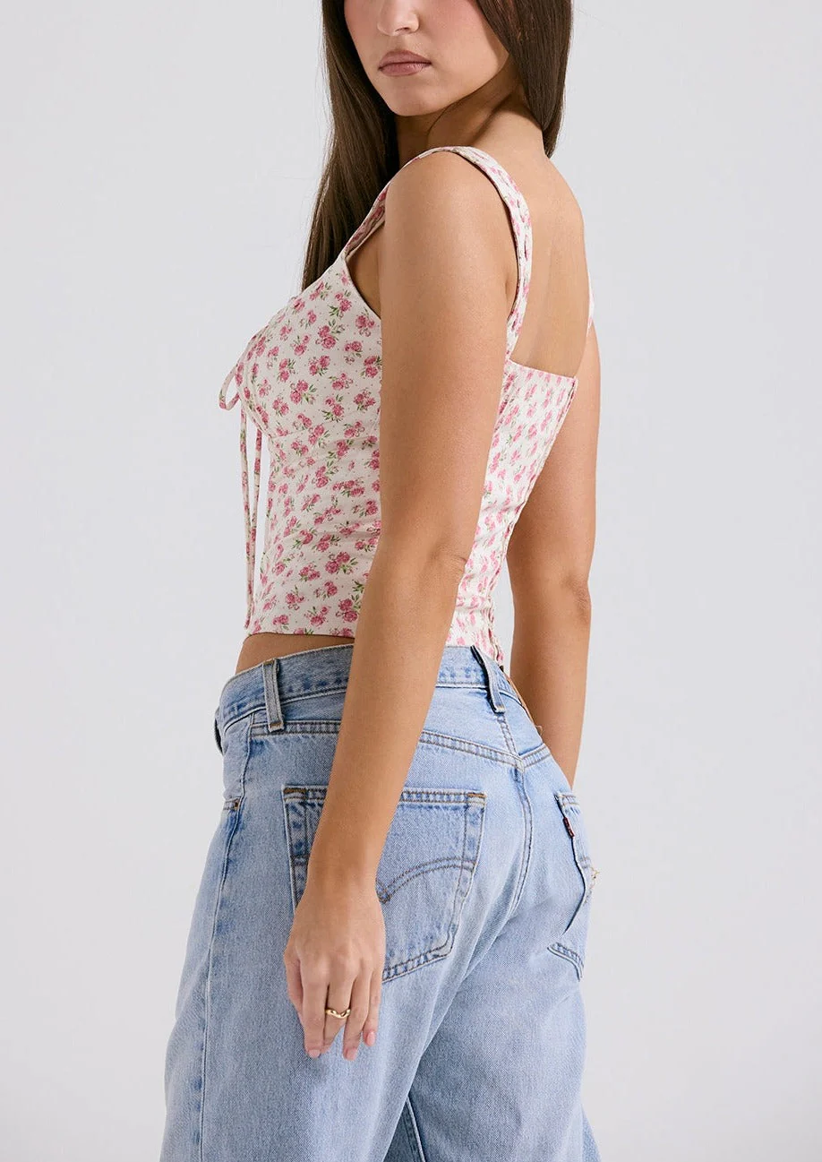 DANIELA WHITE ROSE PRINT TOP - Image 4