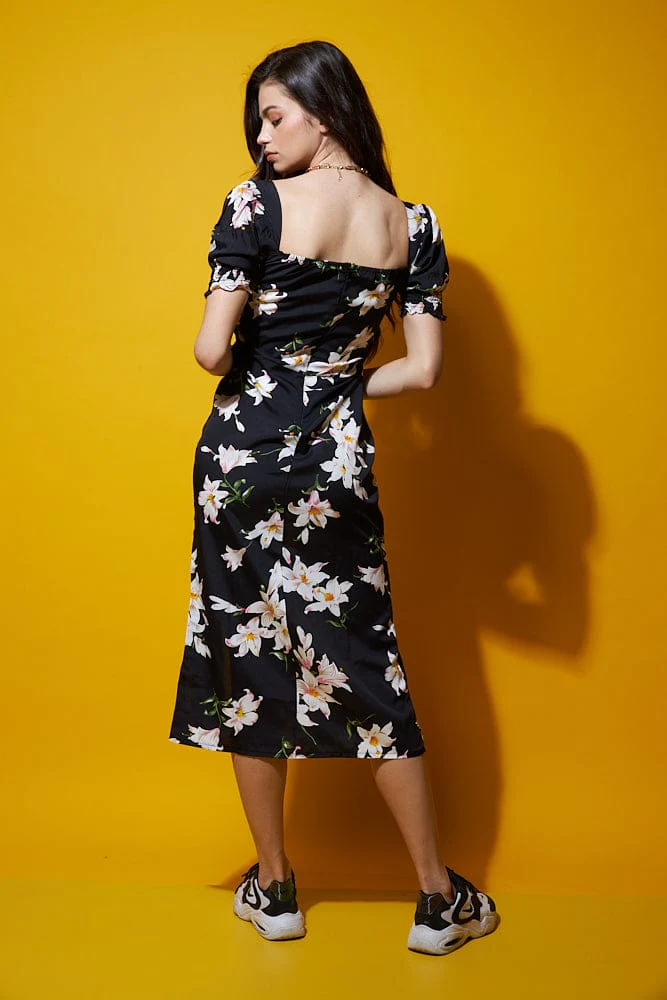 Day in the sun, high slit floral dress - Image 3