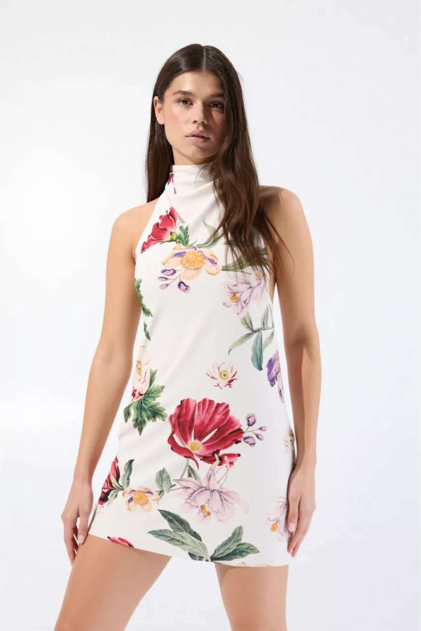 Dazlen floral High Neck Mini Dress - Image 3