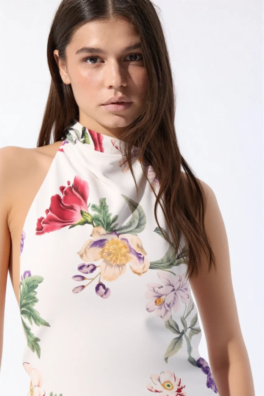 Dazlen floral High Neck Mini Dress - Image 4