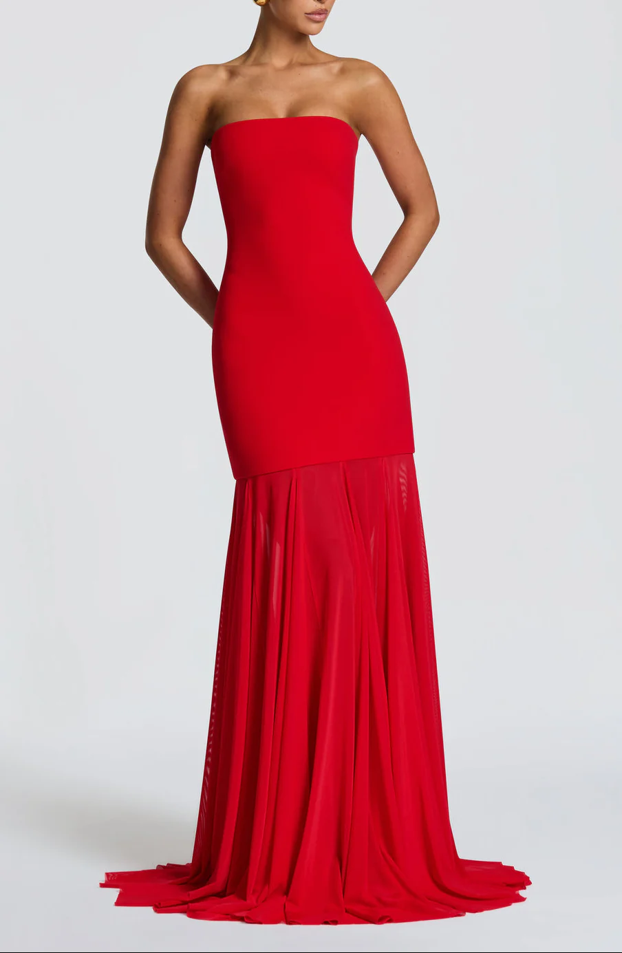 Dear Karma Red Mesh Maxi Dress - Image 4