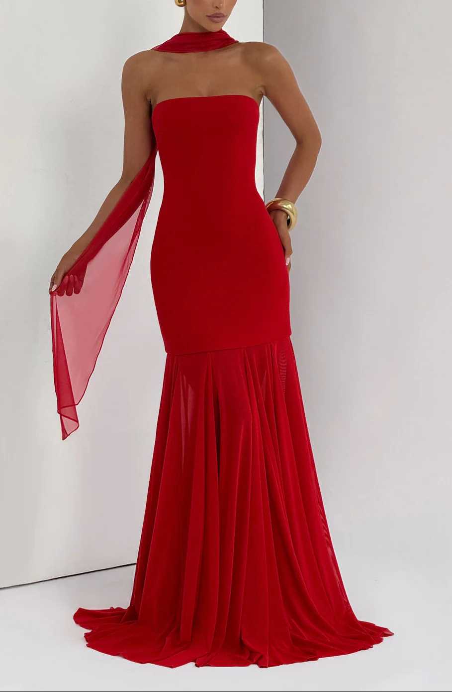 Dear Karma Red Mesh Maxi Dress - Image 8