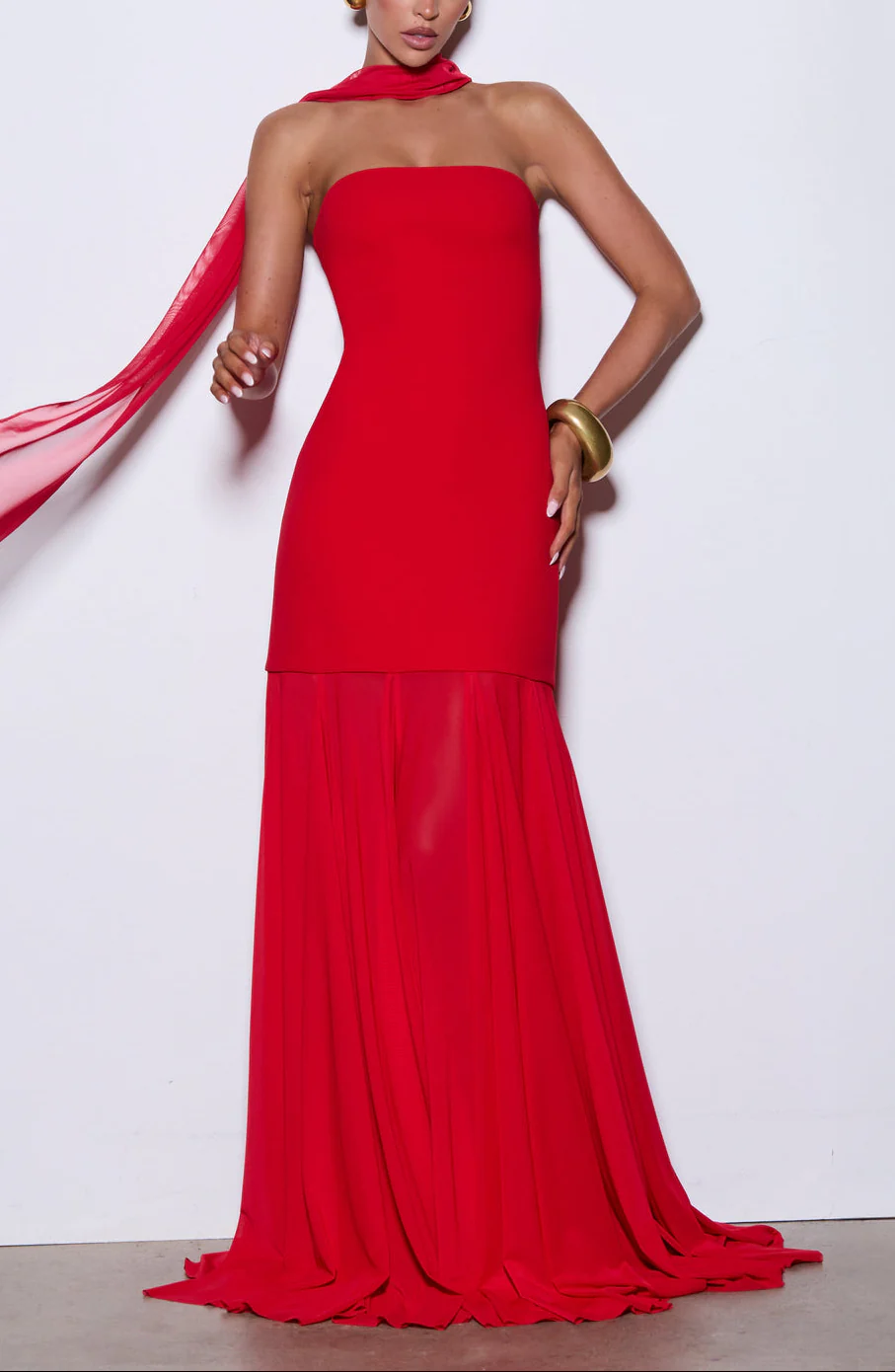 Dear Karma Red Mesh Maxi Dress - Image 9