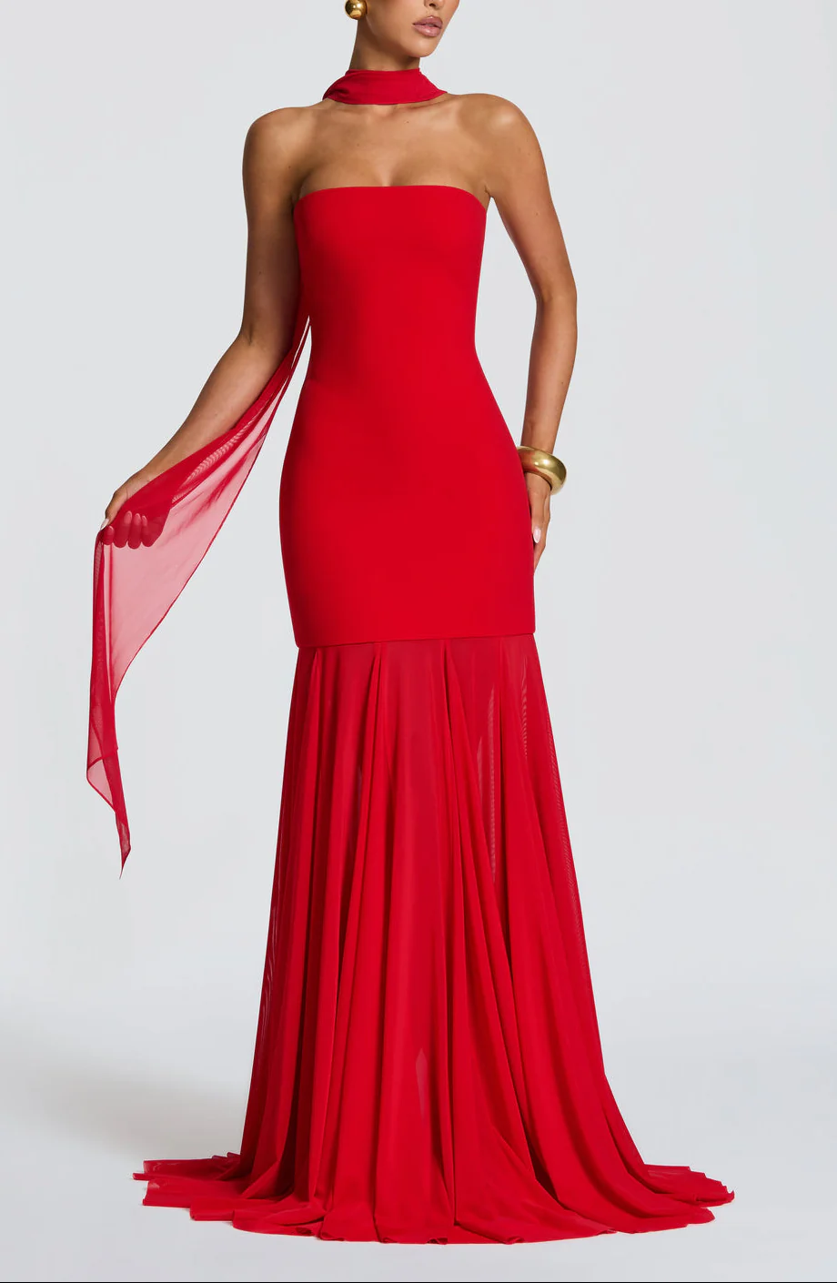 Dear Karma Red Mesh Maxi Dress - Image 10
