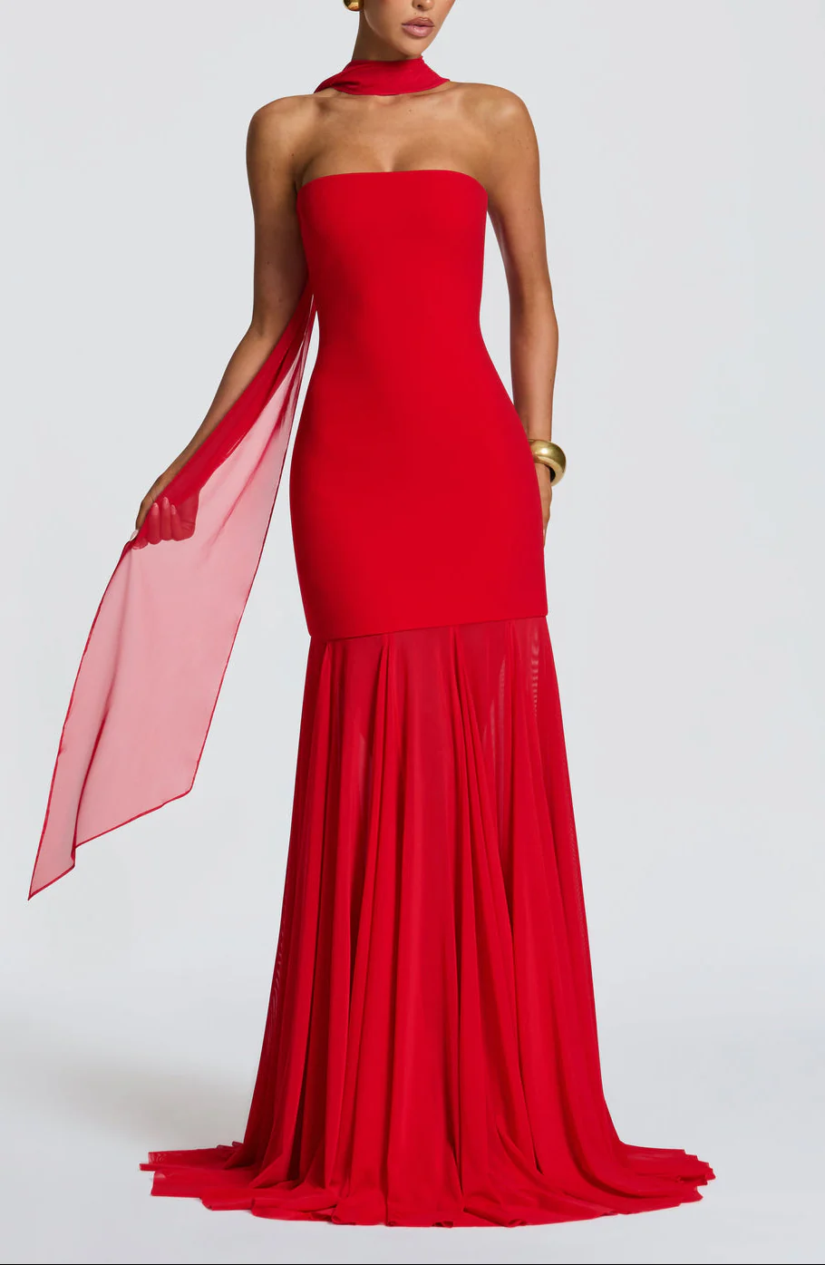 Dear Karma Red Mesh Maxi Dress