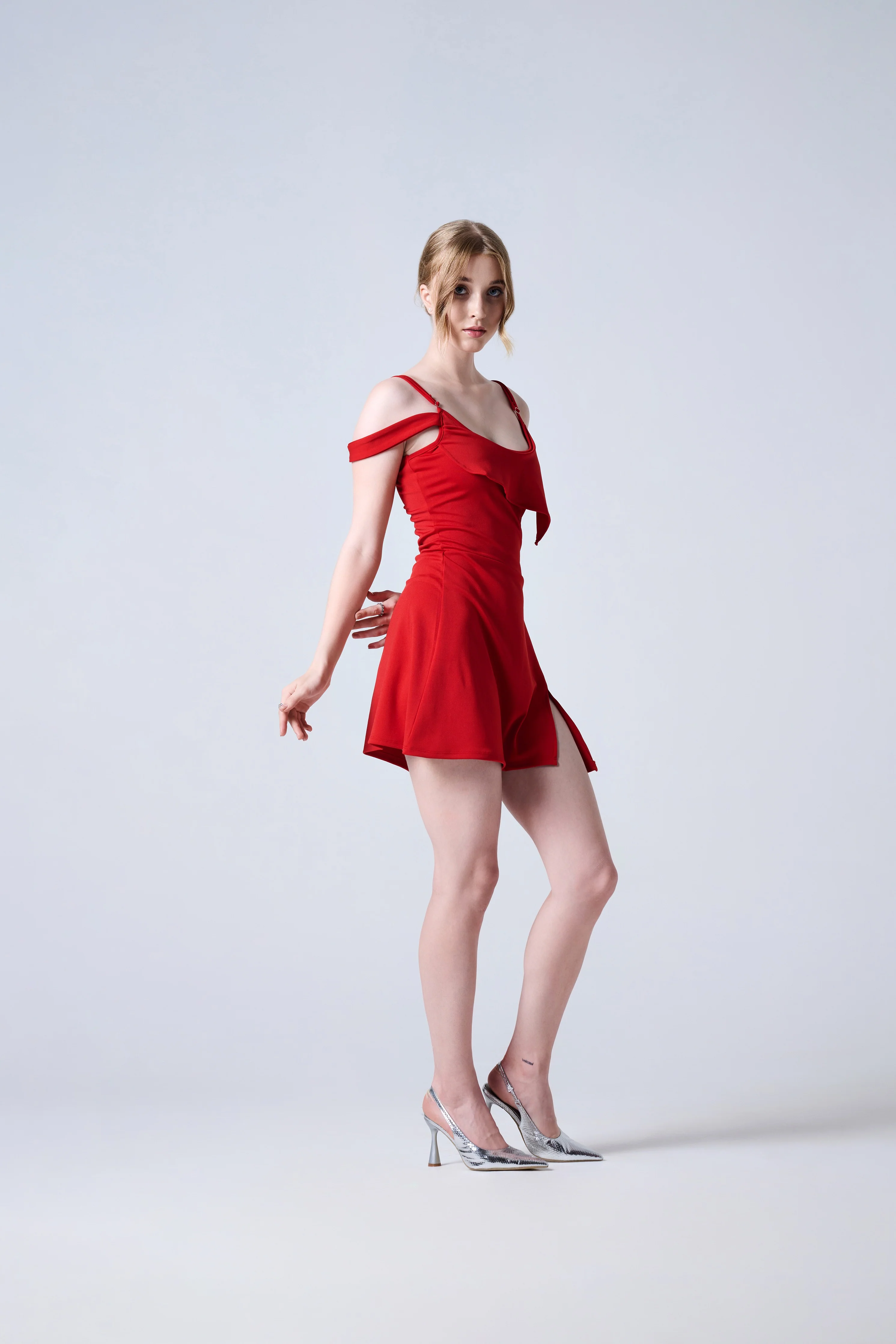 Diana draped Neck A-Line Mini Dress - Image 4
