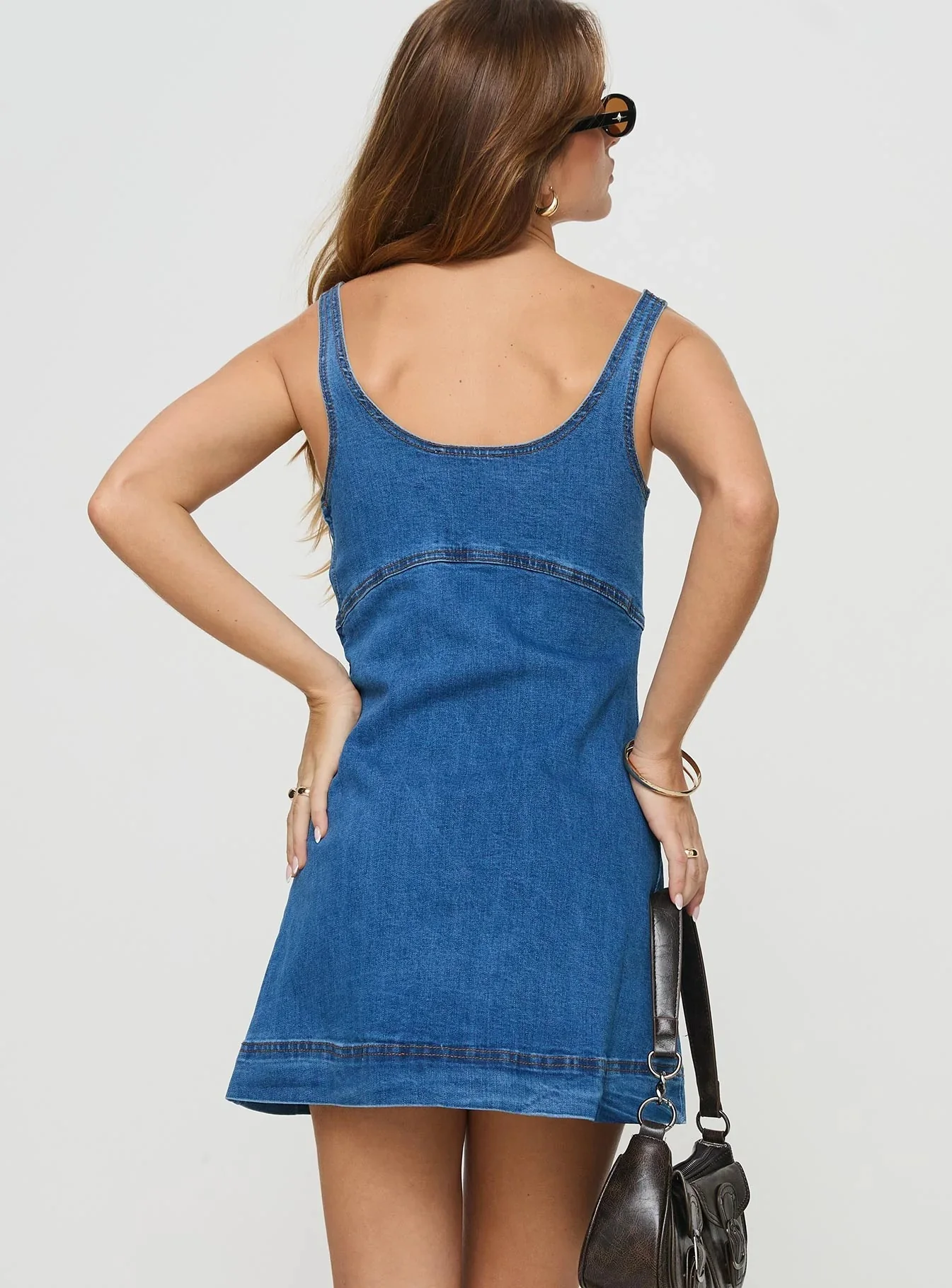 Drayden denim mini dress mid wash - Image 7