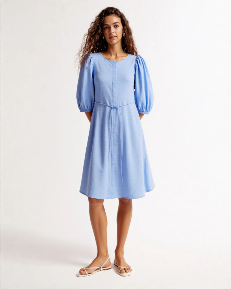 Eden puff sleeves linen mini dress - Image 3