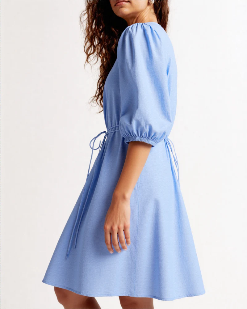 Eden puff sleeves linen mini dress - Image 4