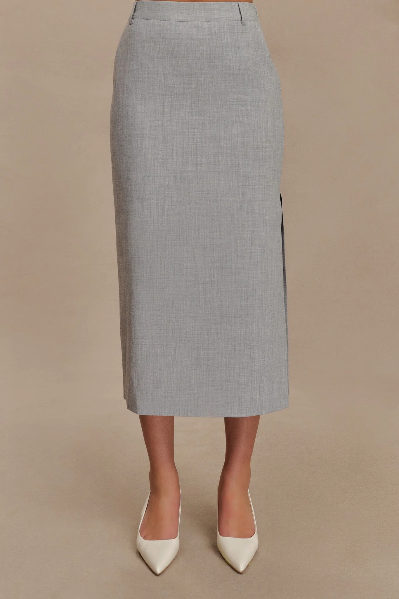 Elise Midi Skirt in Light Grey - Image 5