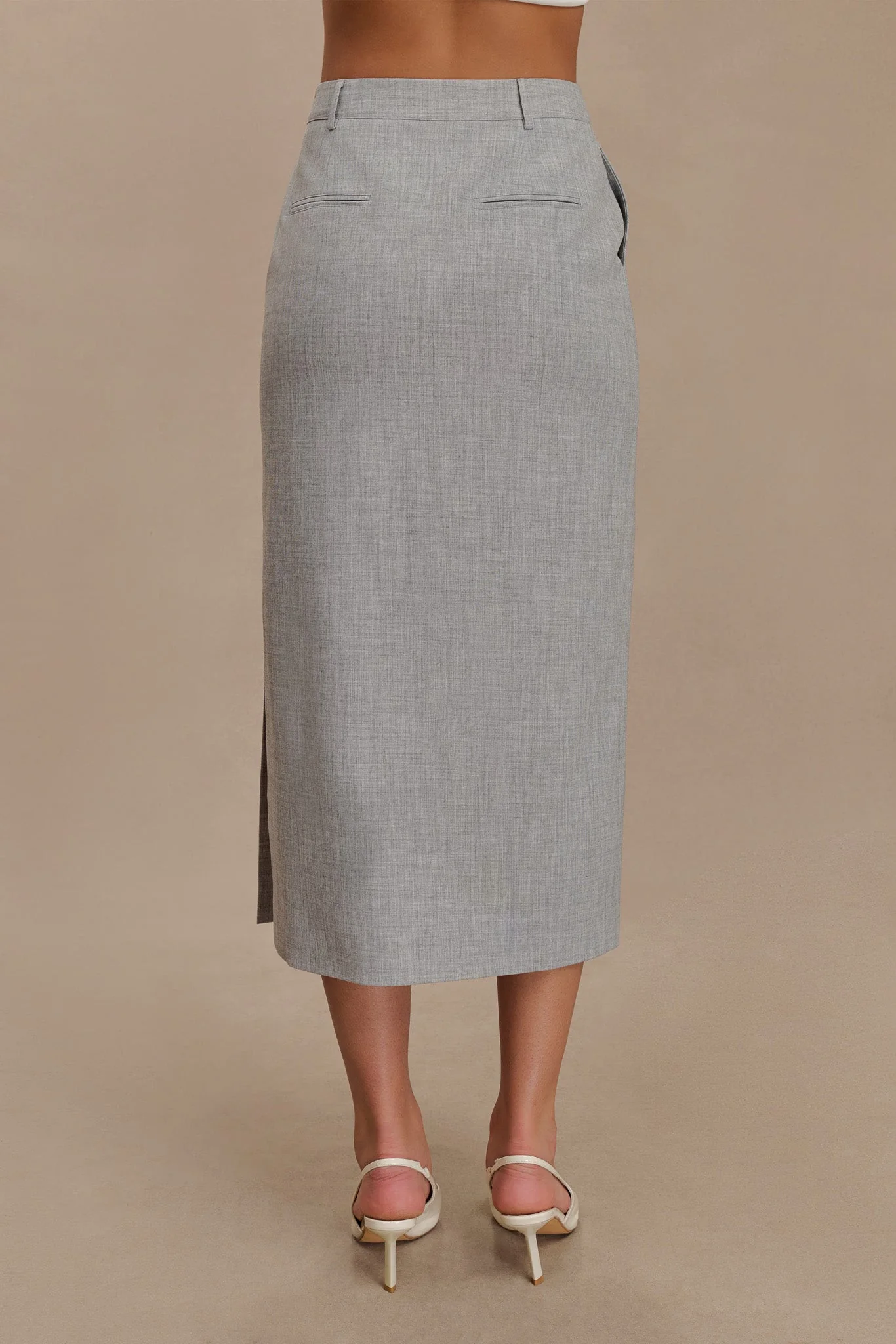 Elise Midi Skirt in Light Grey - Image 7