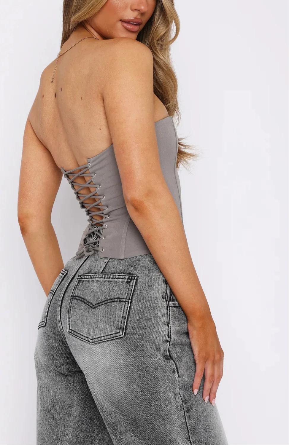 Elodie Strapless Corset top in Petrol - Image 13