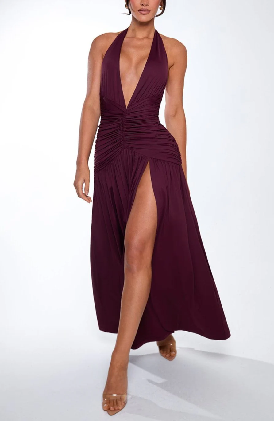 Elvira Maxi Dress in Wine - Image 4