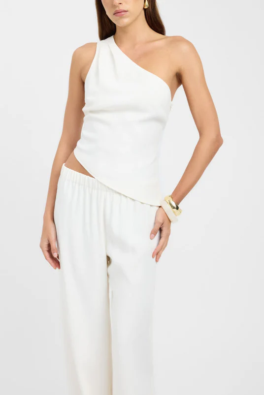 Elvira One Shoulder Top in White - Image 2