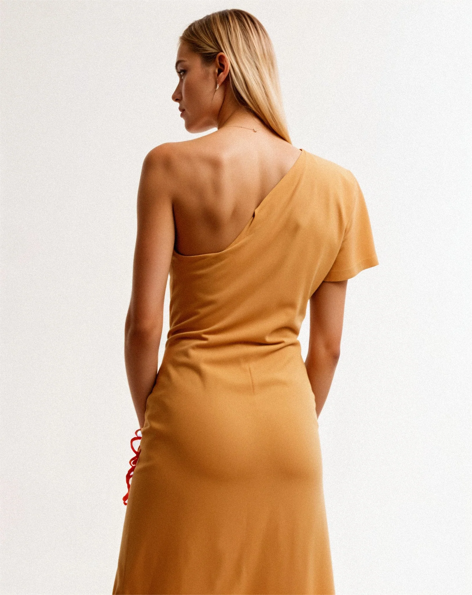 Evira Asymmetrical linen Midi dress Black - Image 8
