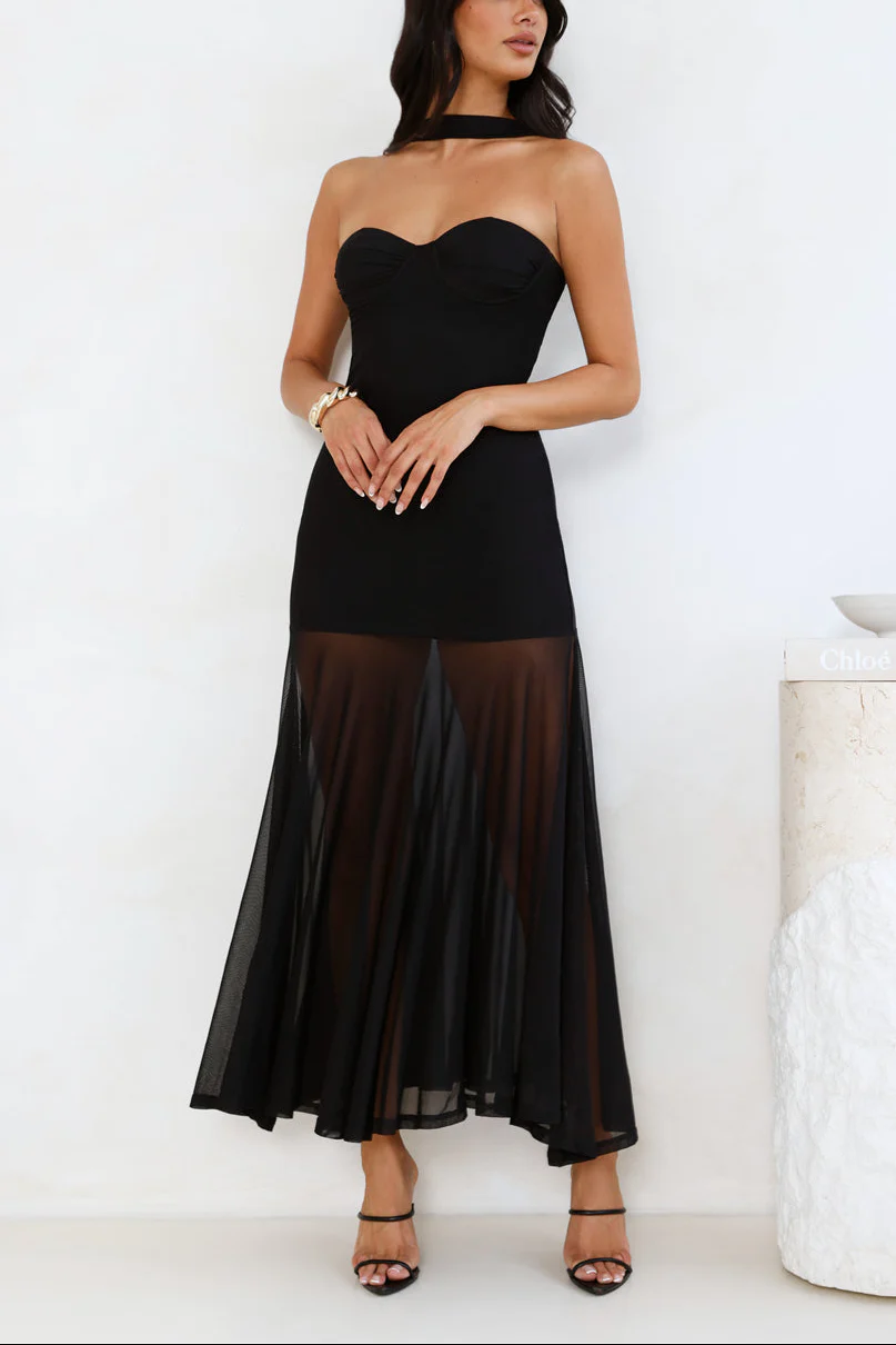 Frida Sway Strapless Maxi Dress Black - Image 2