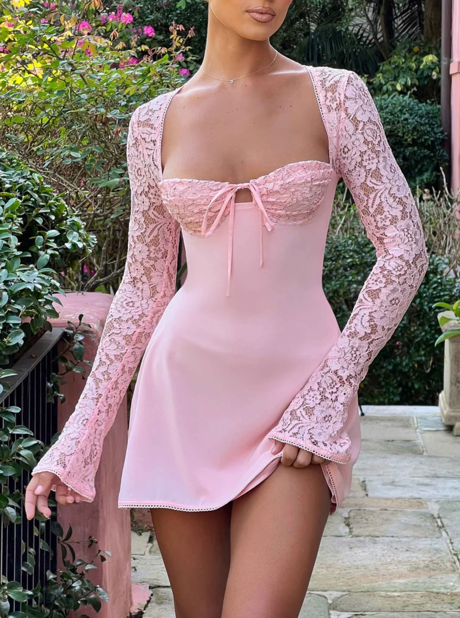 FIONA LACE MINI DRESS IN WHITE - Image 13