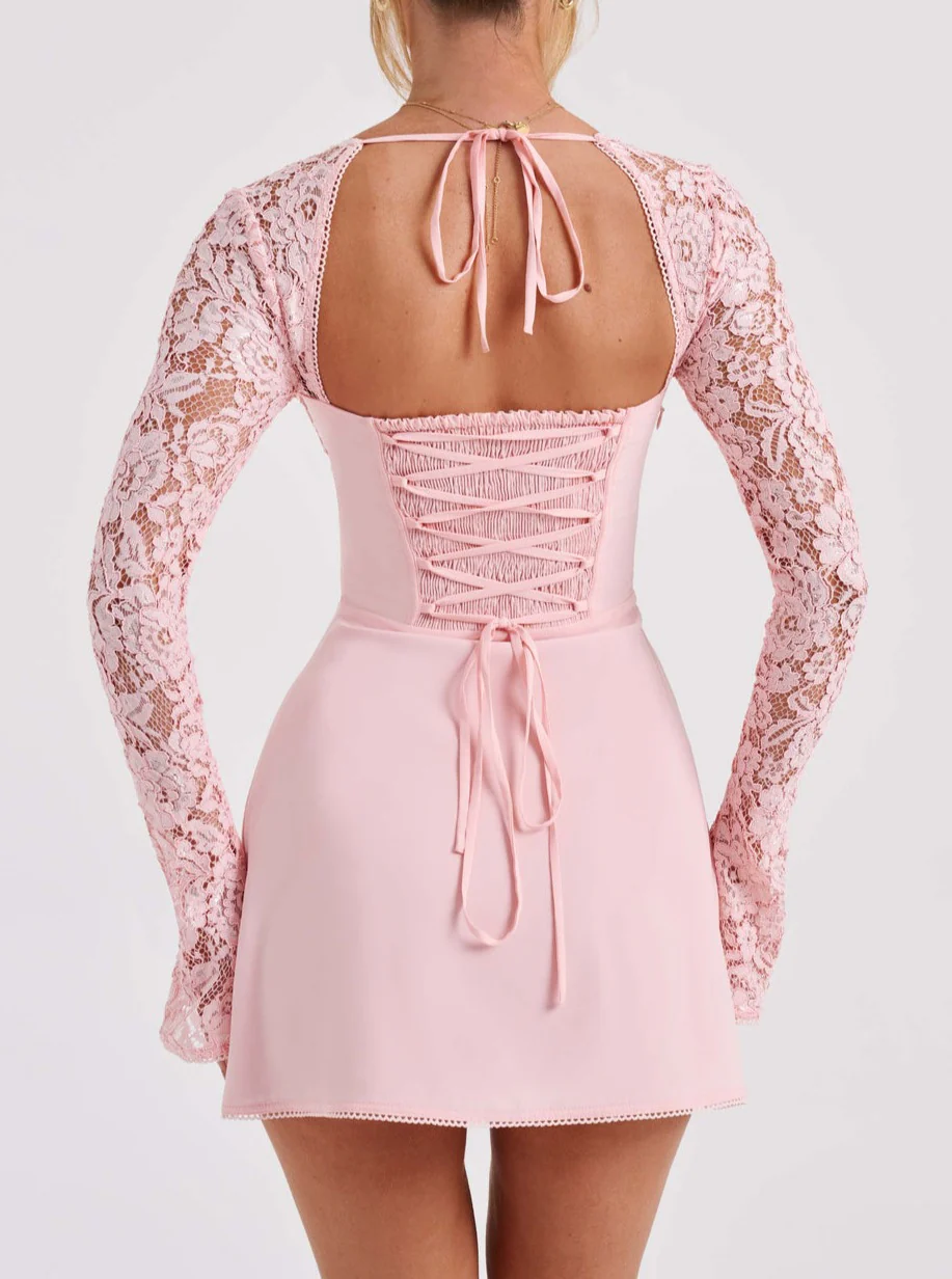 FIONA LACE MINI DRESS IN WHITE - Image 16