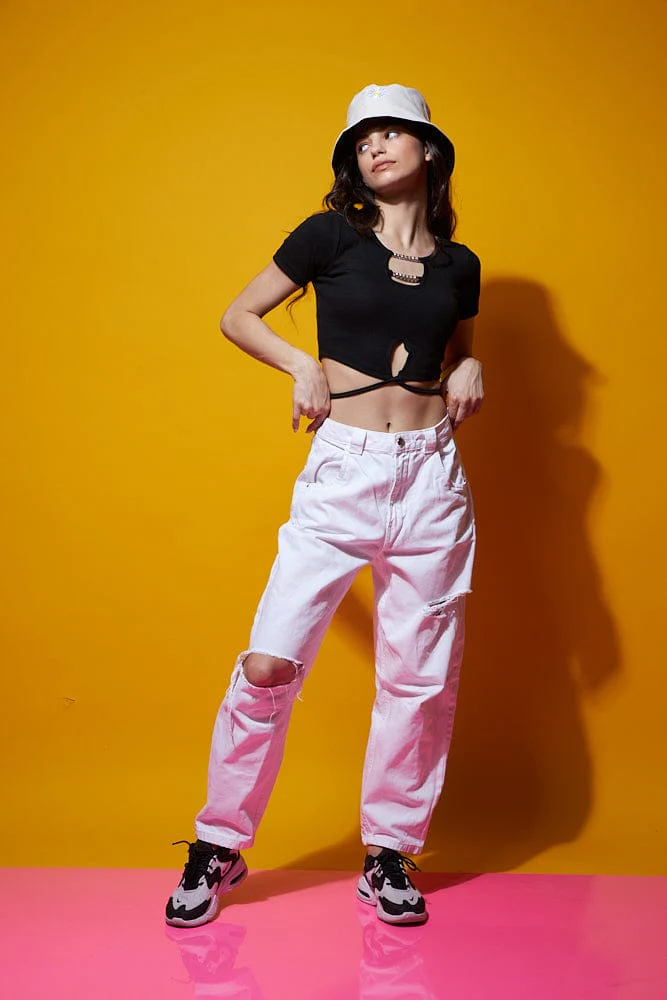 Forever reckless black tie back top - Image 3