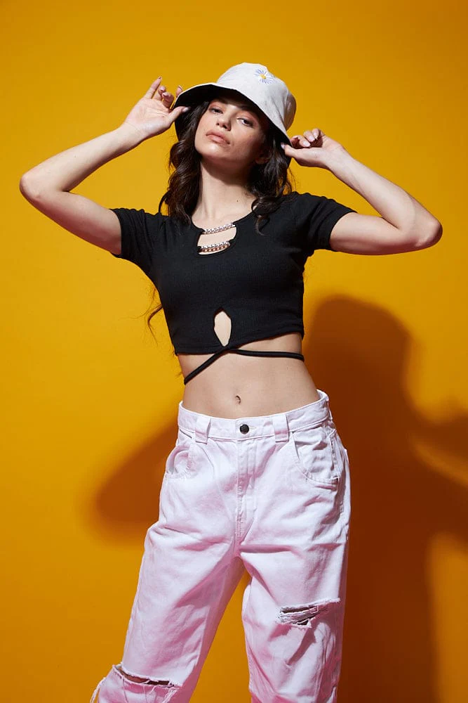 Forever reckless black tie back top - Image 4