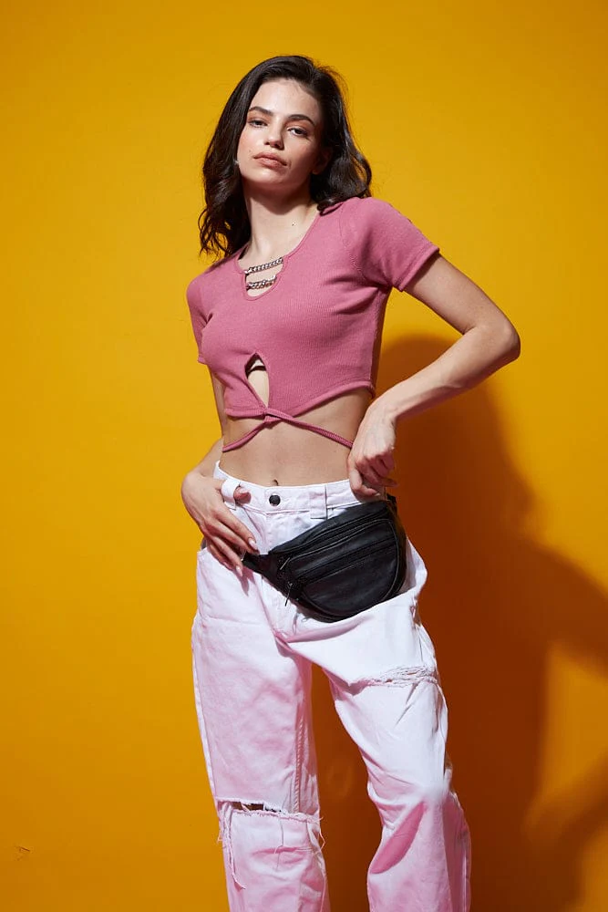 Forever reckless black tie back top - Image 7