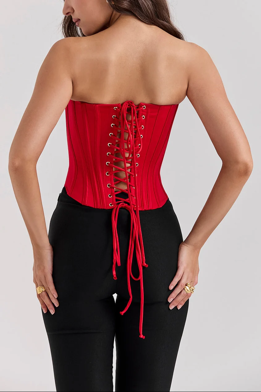 Gemima Corset Top in Red - Image 7