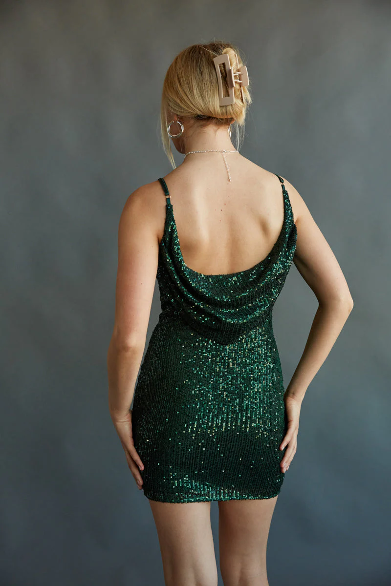 Gisele Sequin Mini Dress in Green - Image 6