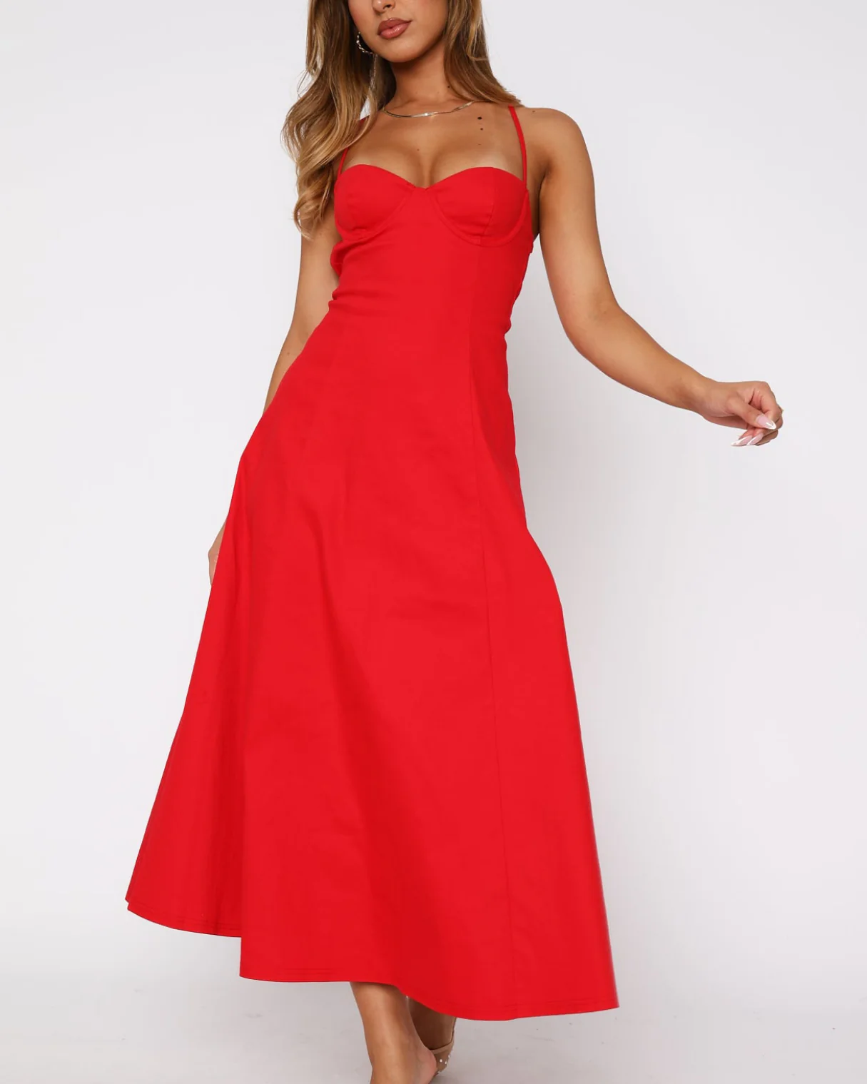 Herminia Midi Dress in Red - Image 3