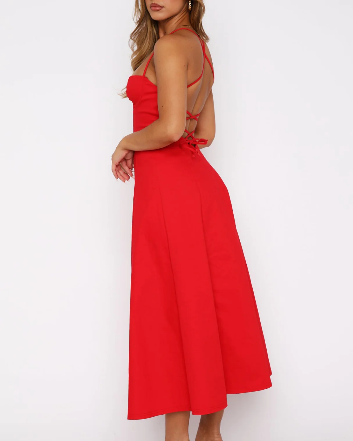 Herminia Midi Dress in Red - Image 4