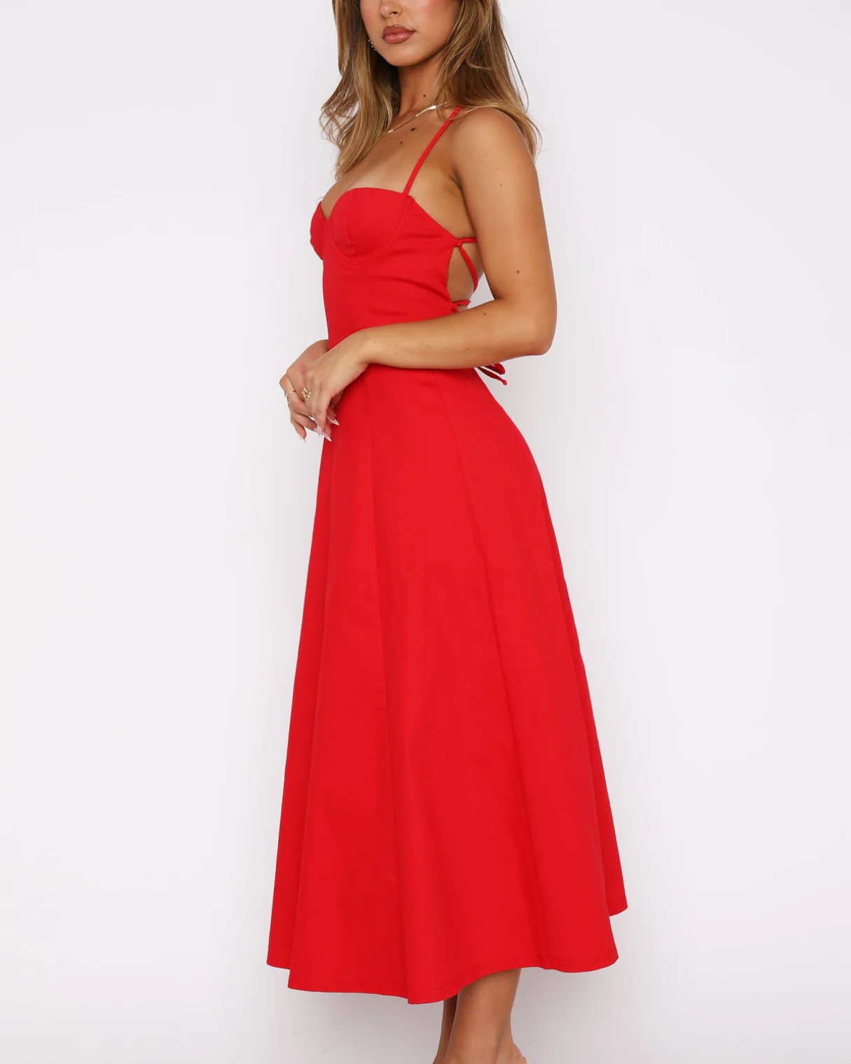 Herminia Midi Dress in Red - Image 5