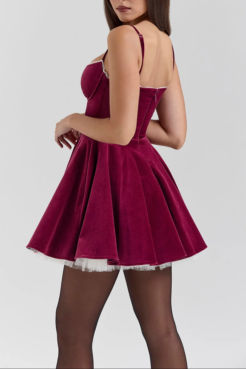 Holly Velvet Mini Dress in Black - Image 10