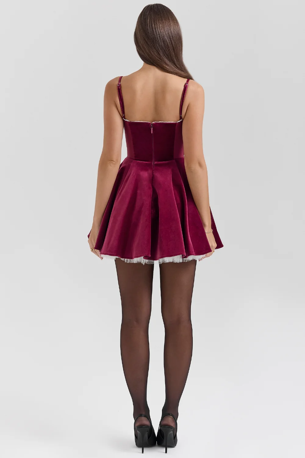 Holly Velvet Mini Dress in Black - Image 11