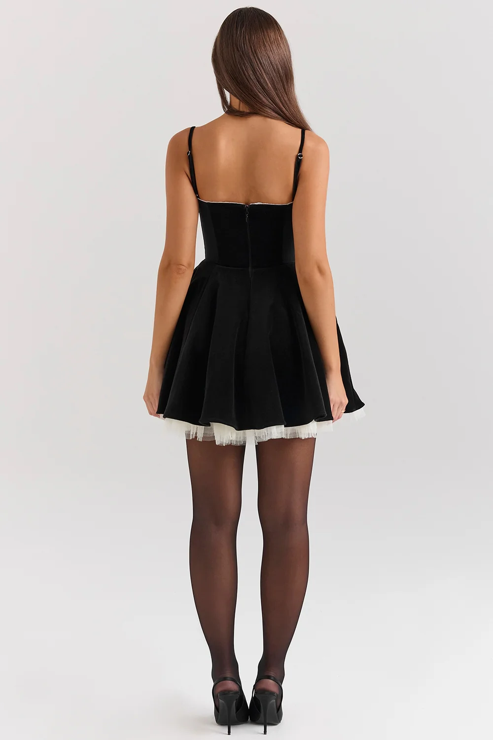 Holly Velvet Mini Dress in Black - Image 5