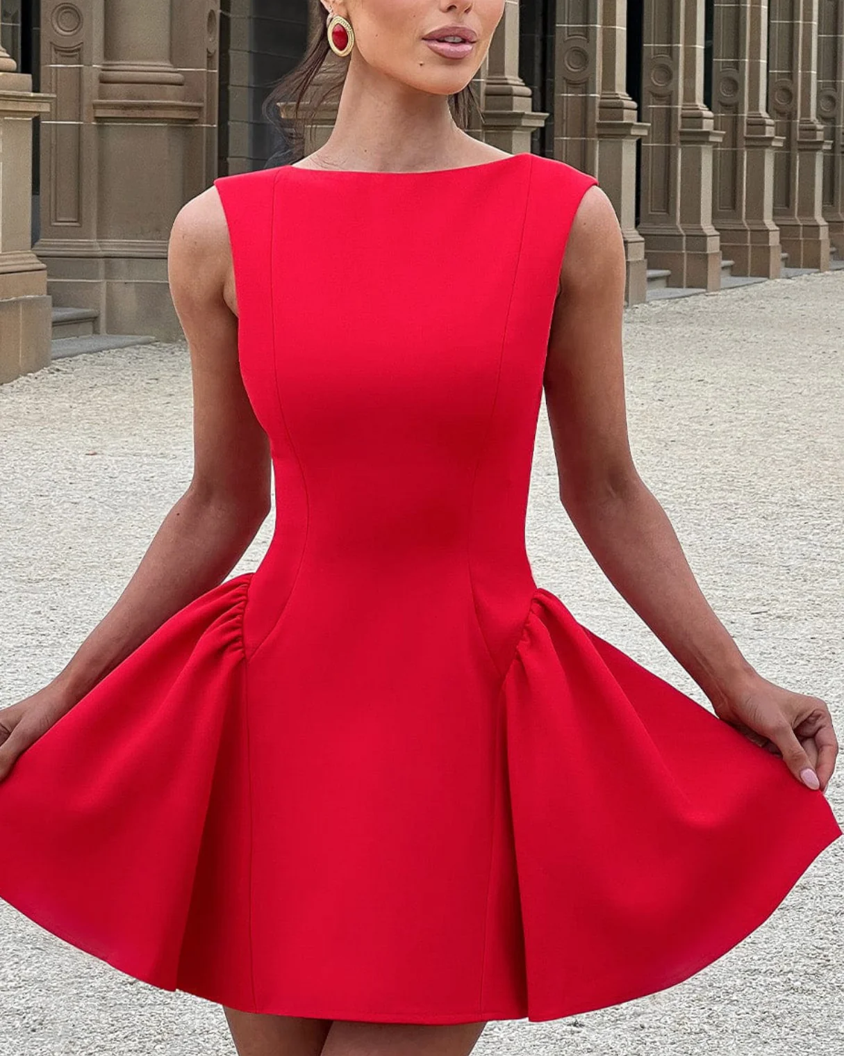 Iliana Mini Dress in Red - Image 6