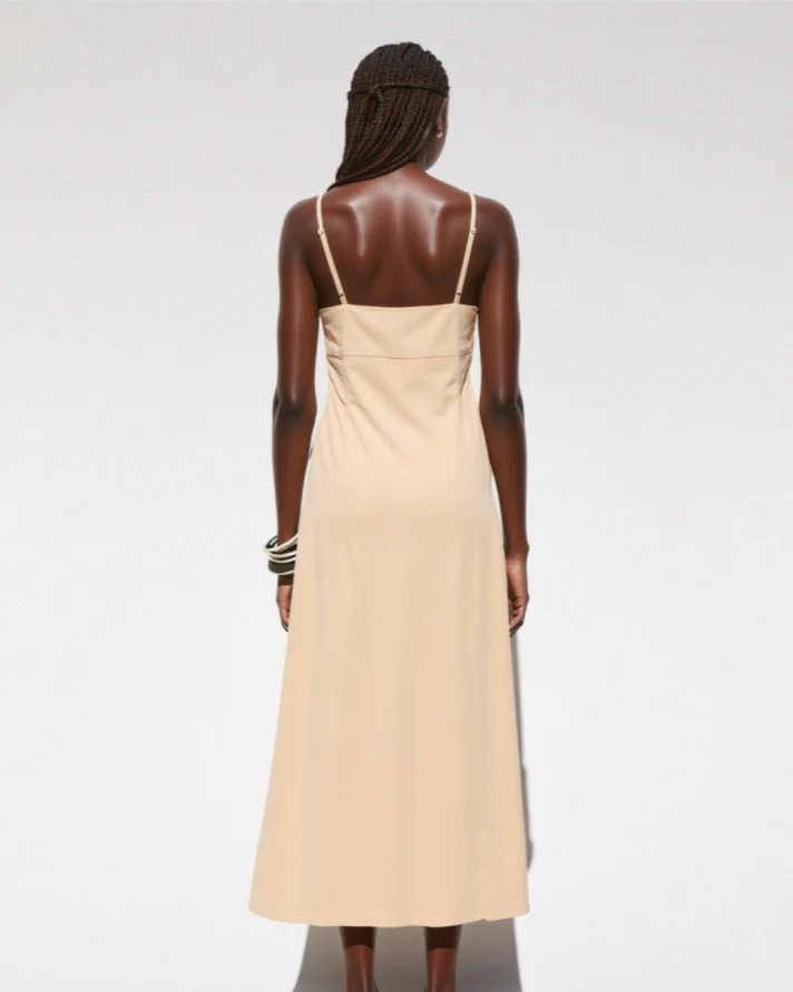 Isana LINEN BLEND MIDI DRESS Maroon - Image 5