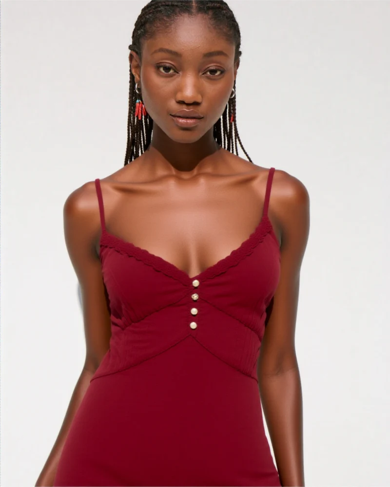 Isana LINEN BLEND MIDI DRESS Maroon - Image 2