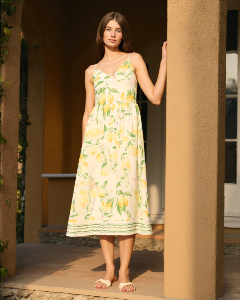 Isina Strappy dress MIDI DRESS LemonFloralprint